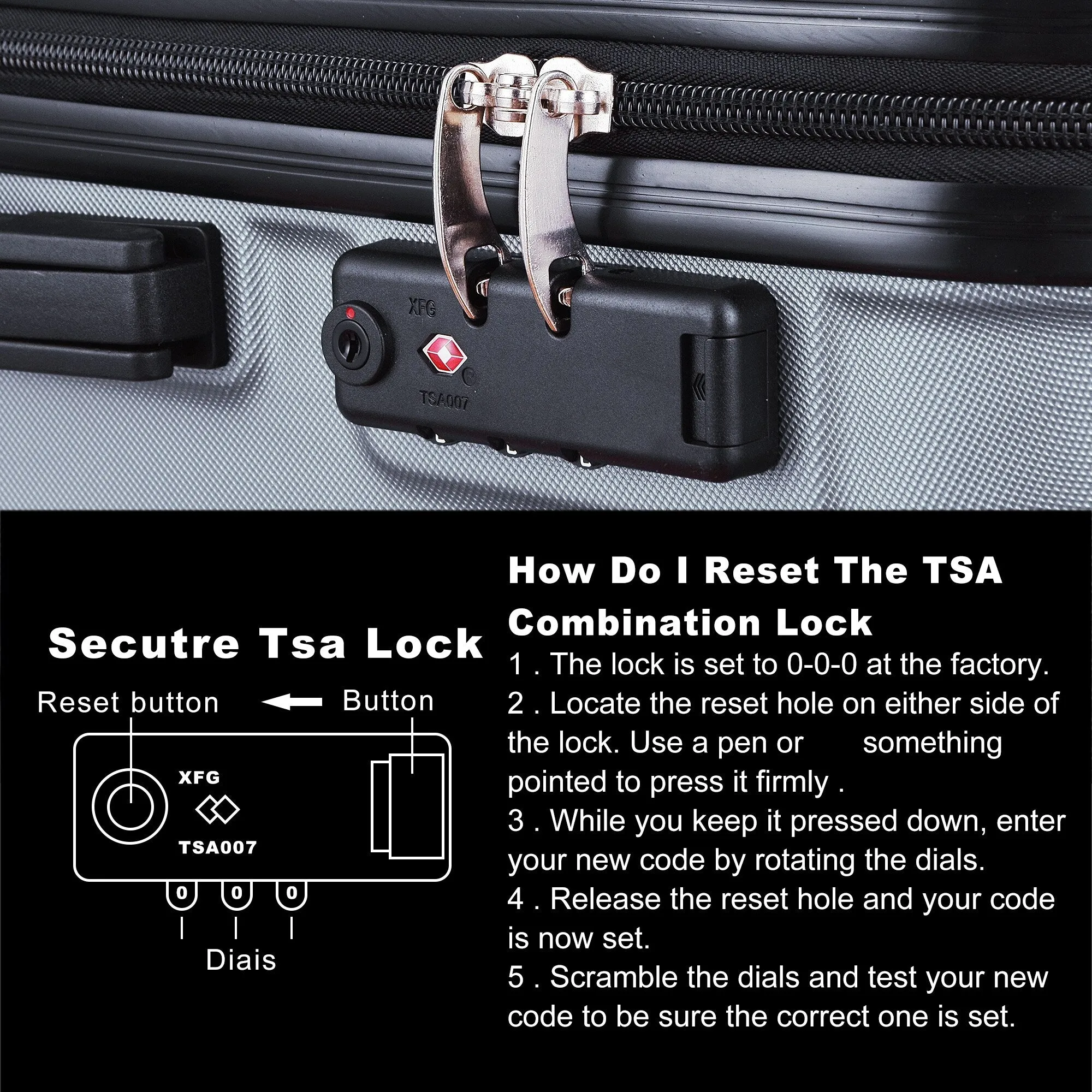 3-Piece Hardshell Luggage Set with TSA Lock - 20", 24", 28