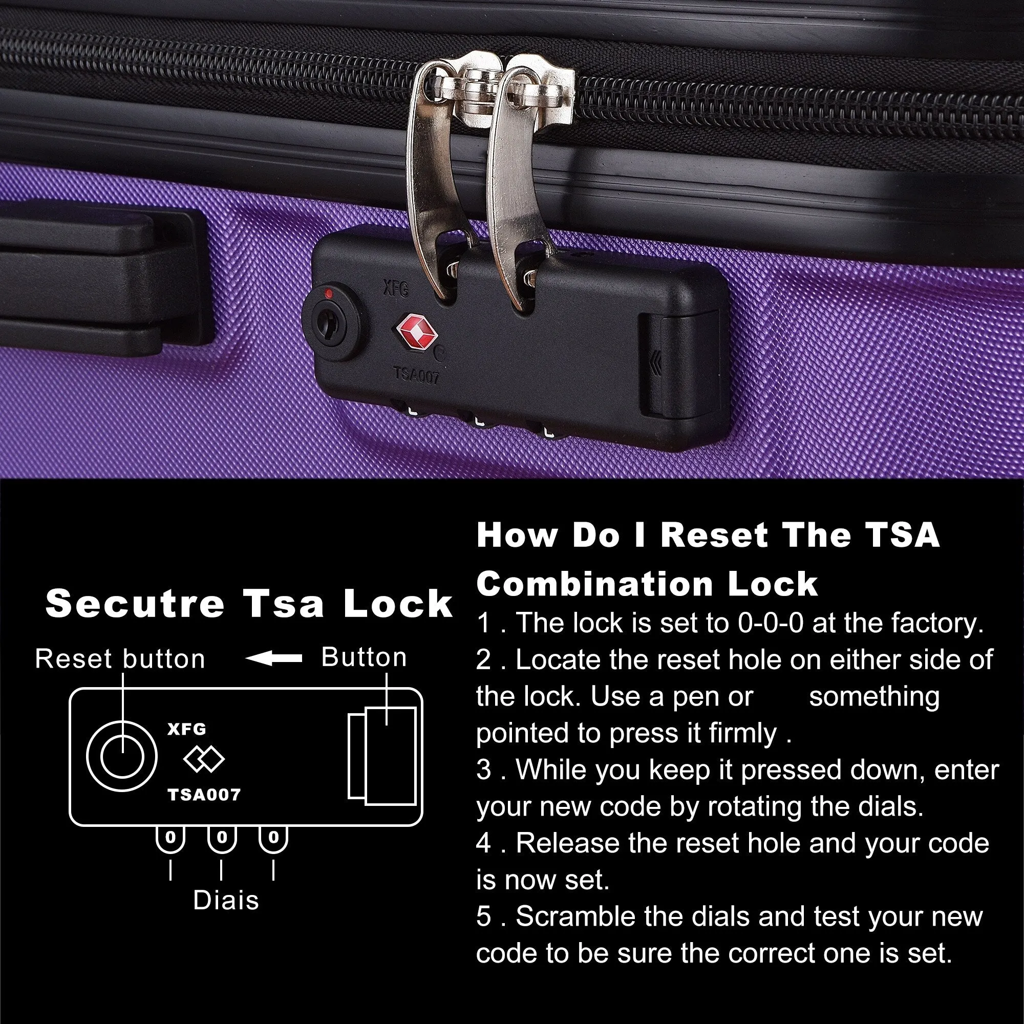 3-Piece Hardshell Luggage Set with TSA Lock - 20", 24", 28