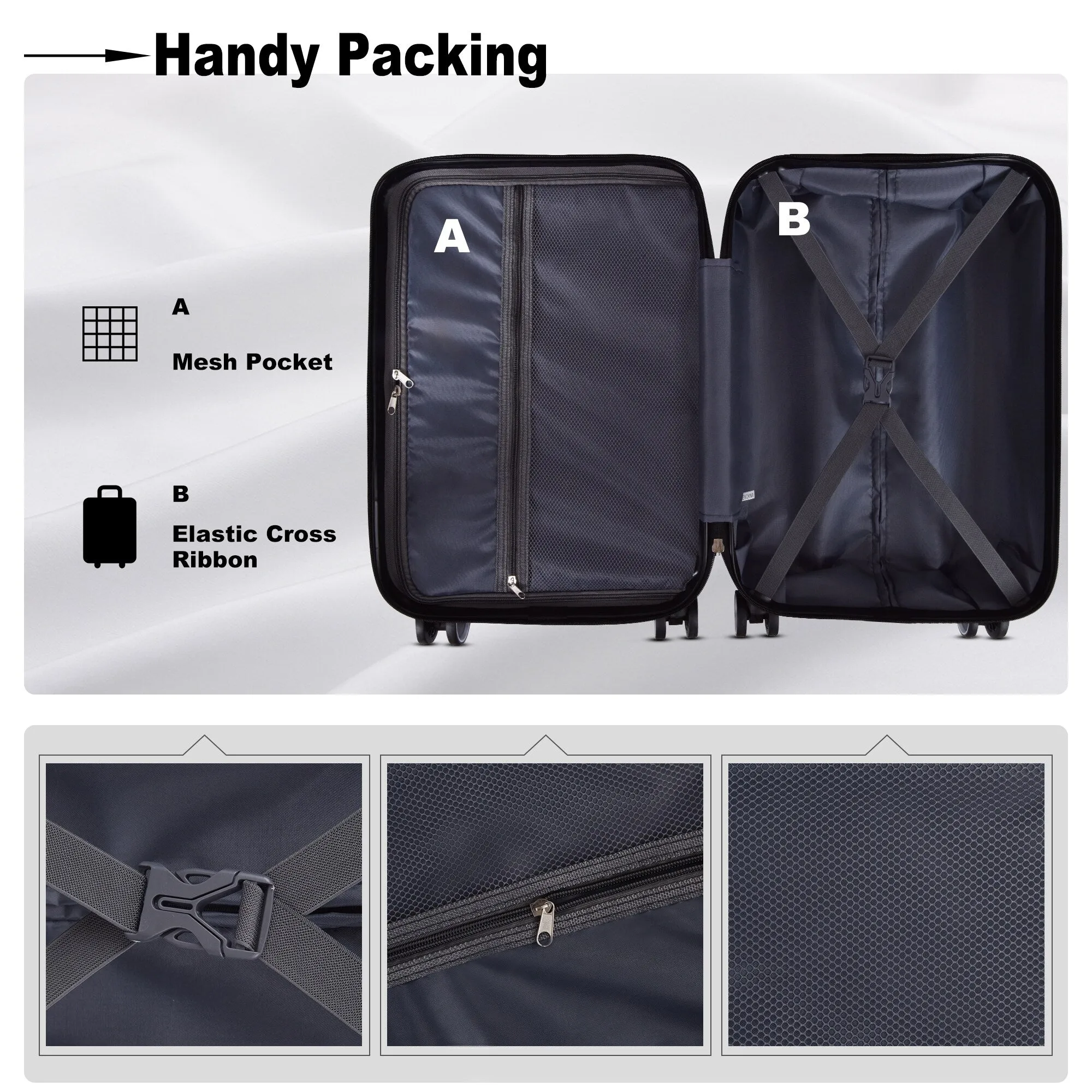 3-Piece Hardshell Luggage Set with TSA Lock - 20", 24", 28