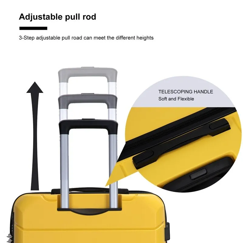 3-Piece Hardshell Suitcase Set PP Luggage Sets with TSA Lock