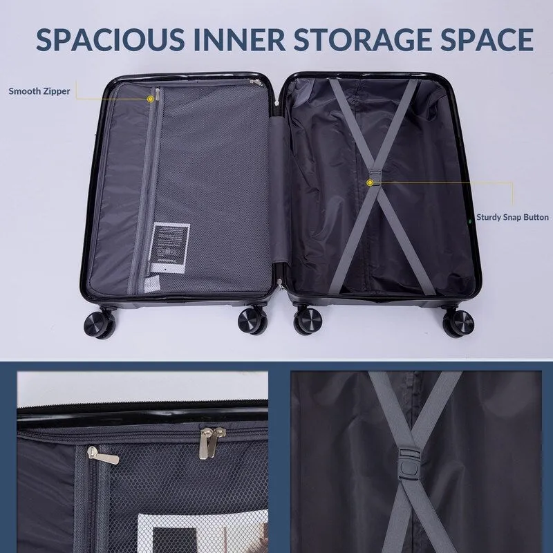 3-Piece Hardshell Suitcase Set PP Luggage Sets with TSA Lock