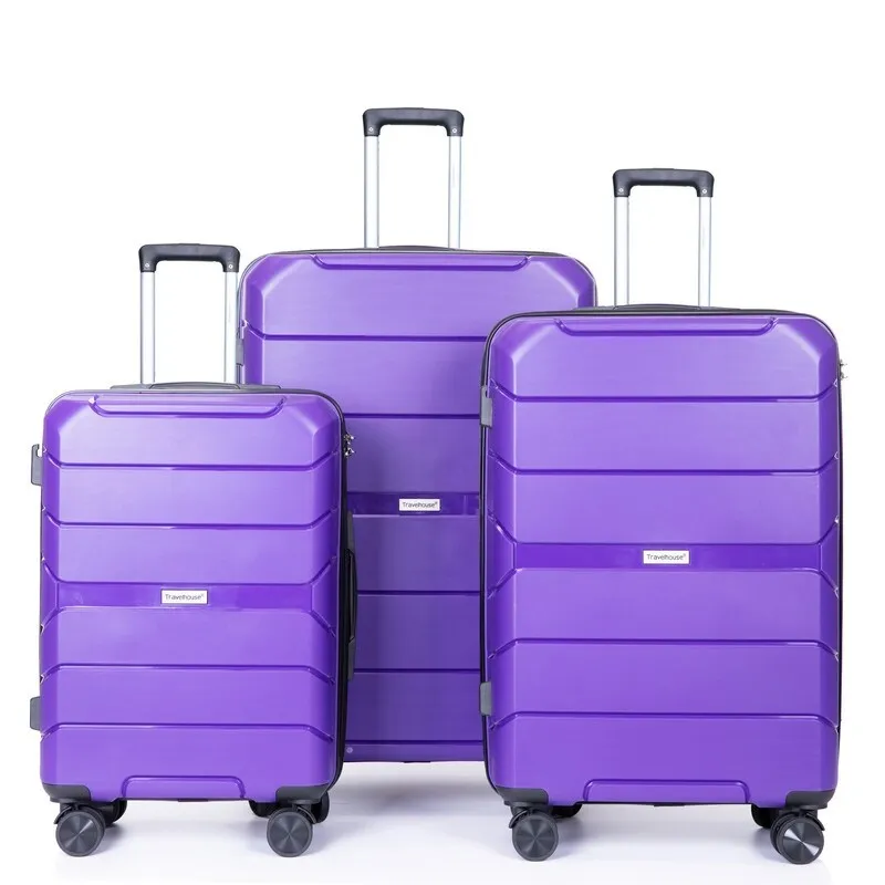 3-Piece Hardshell Suitcase Set PP Luggage Sets with TSA Lock