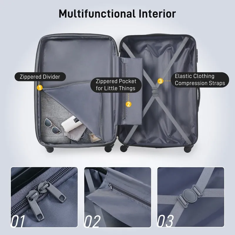 3 Piece Luggage Set Hardside Spinner Suitcase with TSA Lock