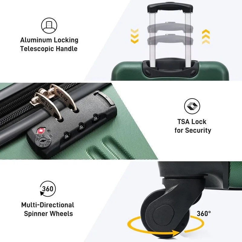 3 Piece Luggage Set Hardside Spinner Suitcase with TSA Lock