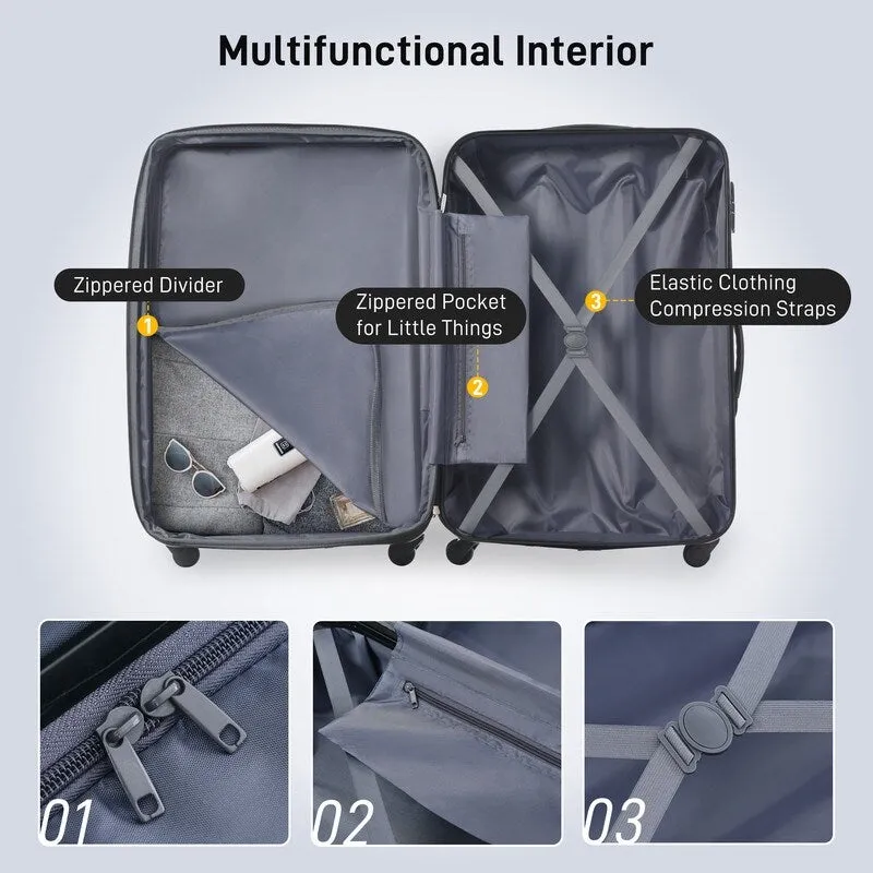 3 Piece Luggage Set Hardside Spinner Suitcase with TSA Lock