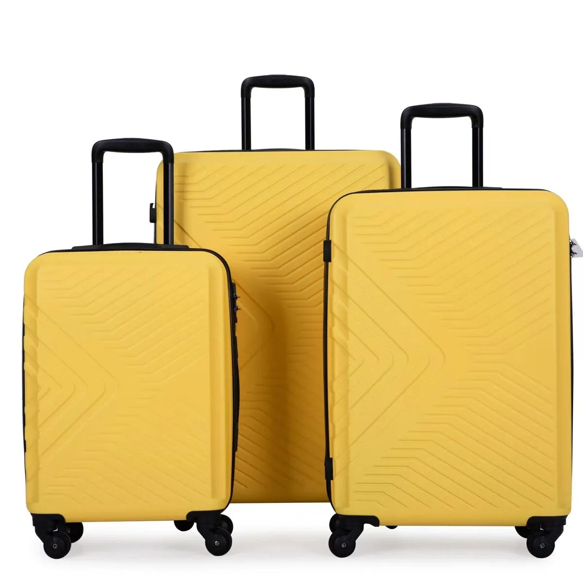 3 Piece Luggage Sets Lightweight ABS Suitcase with Hooks & TSA Lock