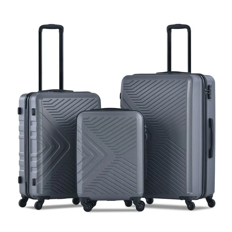 3 Piece Luggage Sets Lightweight ABS Suitcase with Hooks & TSA Lock