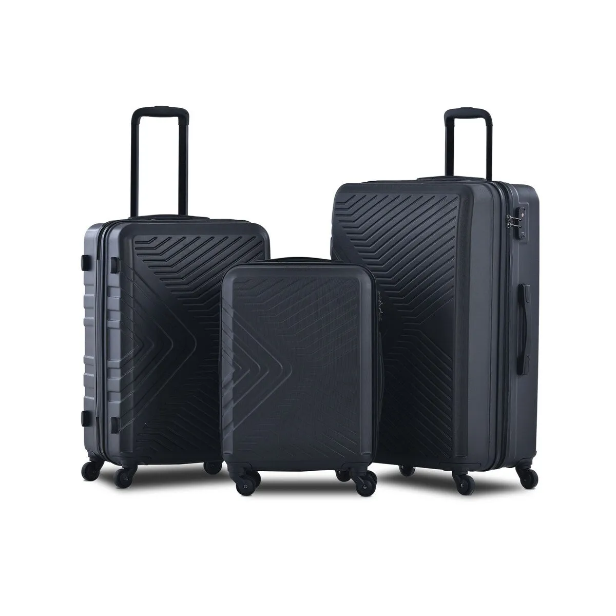 3 Piece Luggage Sets Lightweight ABS Suitcase with Hooks & TSA Lock