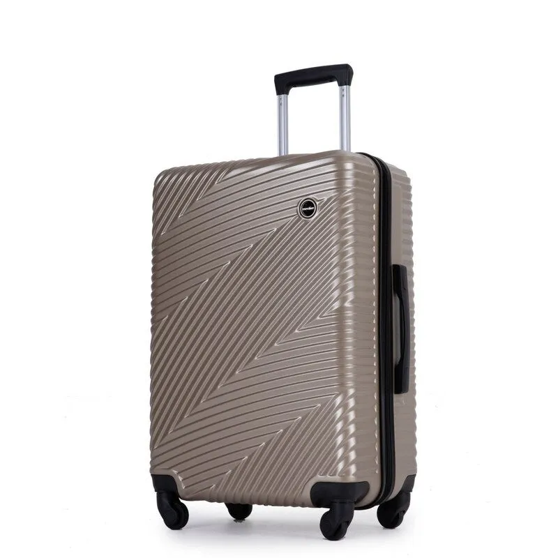3 Piece PC ABS Suitcase Luggage Sets with Two Hooks and Spinner Wheels,Gold