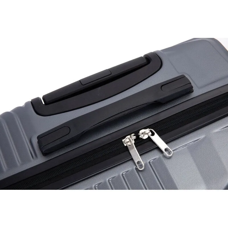 3 Piece PC ABS Suitcase Luggage Sets with Two Hooks and Spinner Wheels,Gray