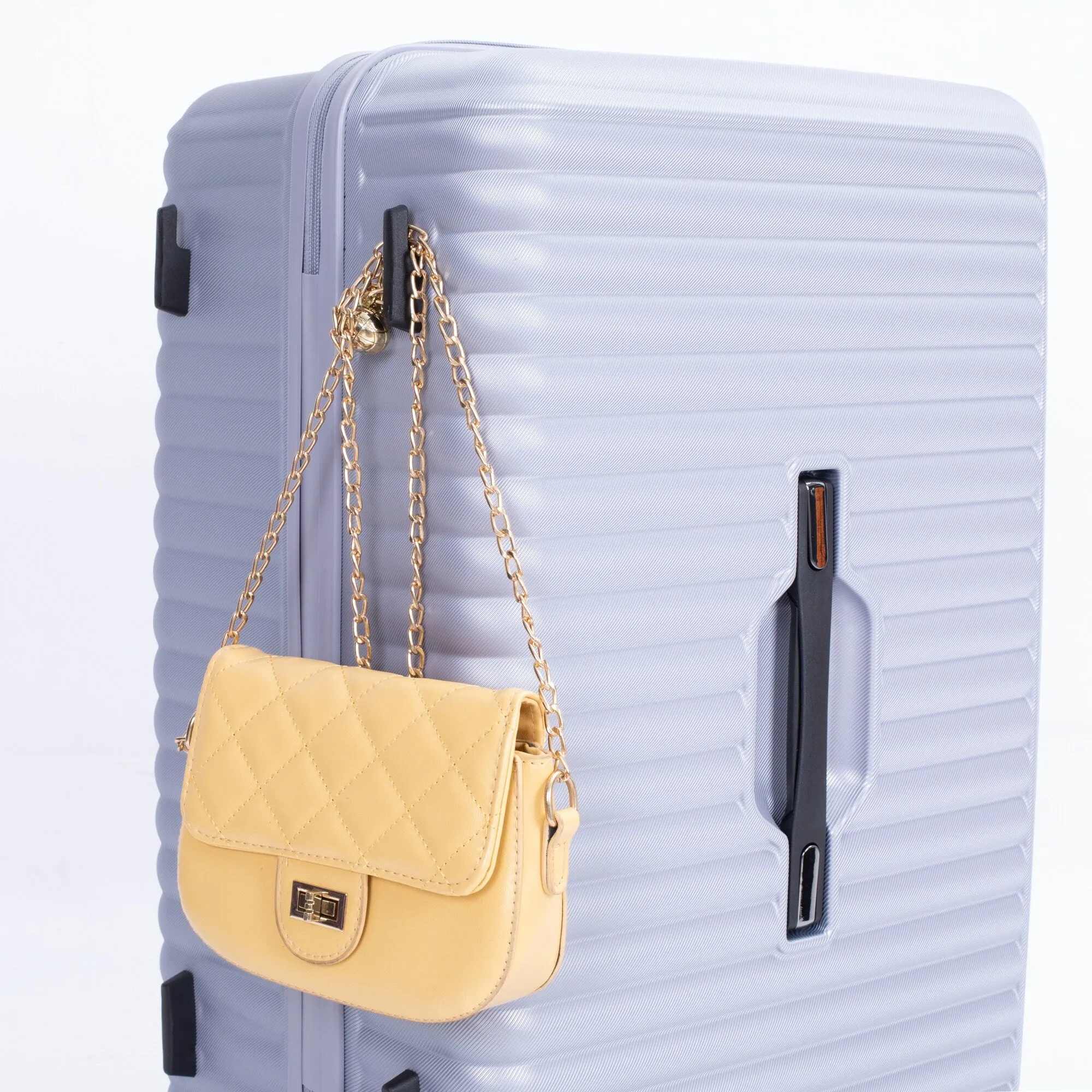 3 Piece Set Lightweight Suitcase for Long Travel, Hardside Carry On Luggage w/ 2 Hooks and 360° Double spinner wheels