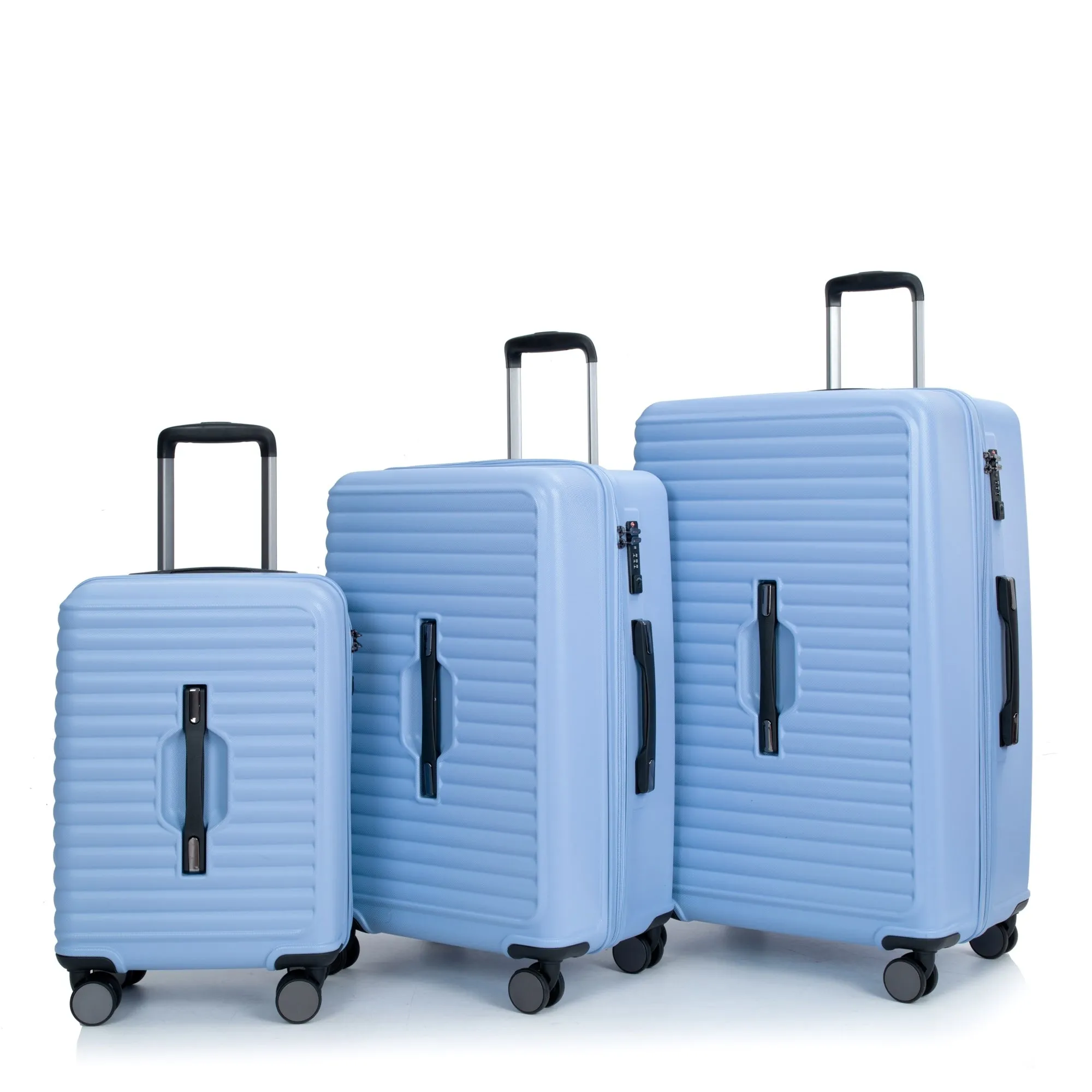 3 Piece Set Lightweight Suitcase for Long Travel, Hardside Carry On Luggage w/ 2 Hooks and 360° Double spinner wheels