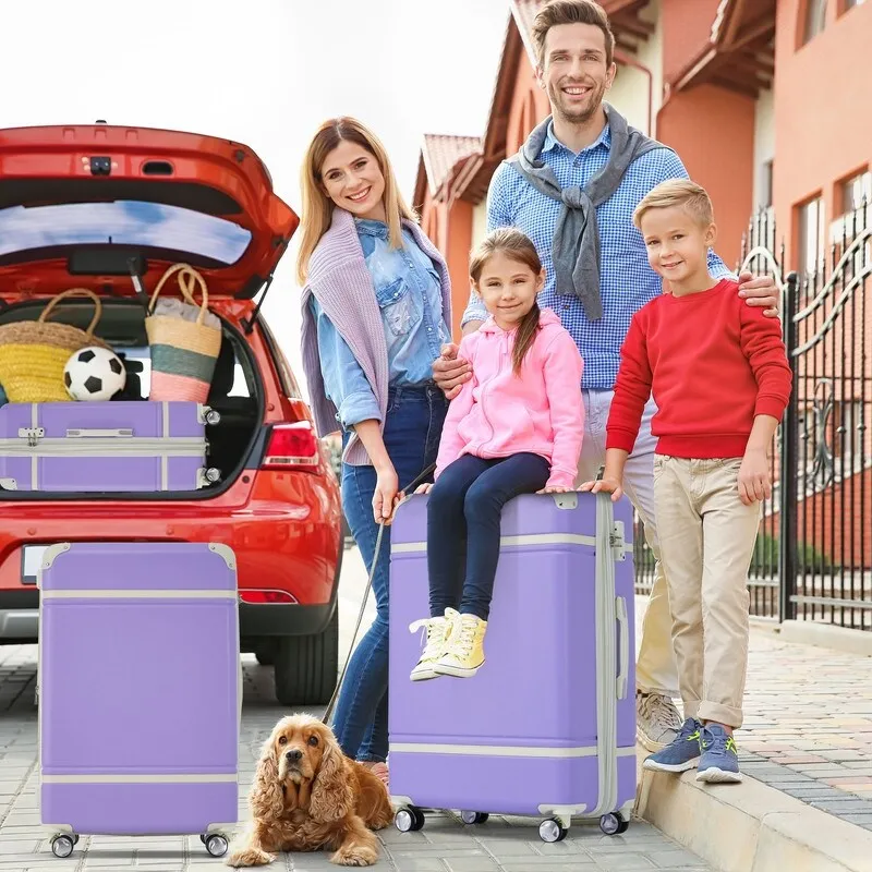 3 Pieces Lightweight Luggage and Cosmetic Case Spinner Suitcase with TSA Lock