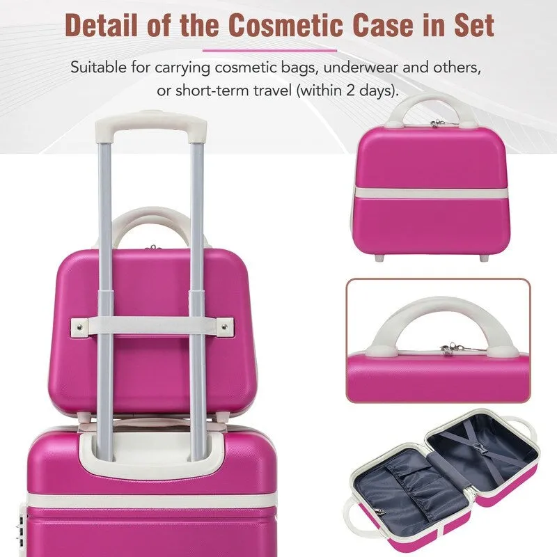 3 Pieces Lightweight Luggage and Cosmetic Case Spinner Suitcase with TSA Lock