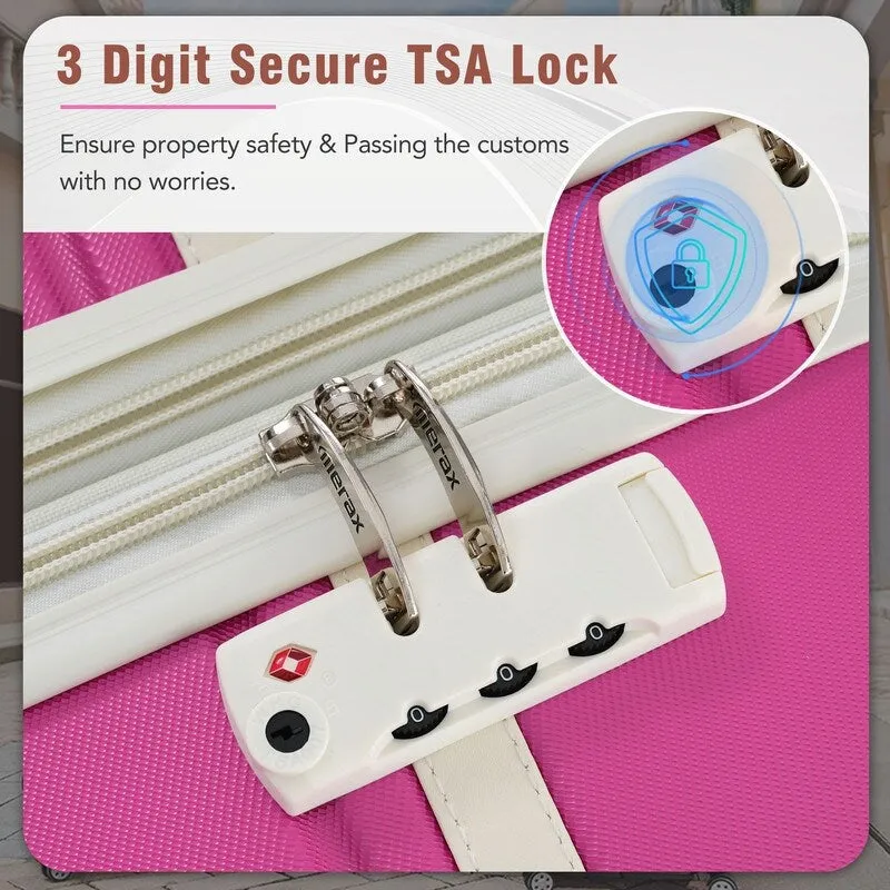 3 Pieces Lightweight Luggage and Cosmetic Case Spinner Suitcase with TSA Lock
