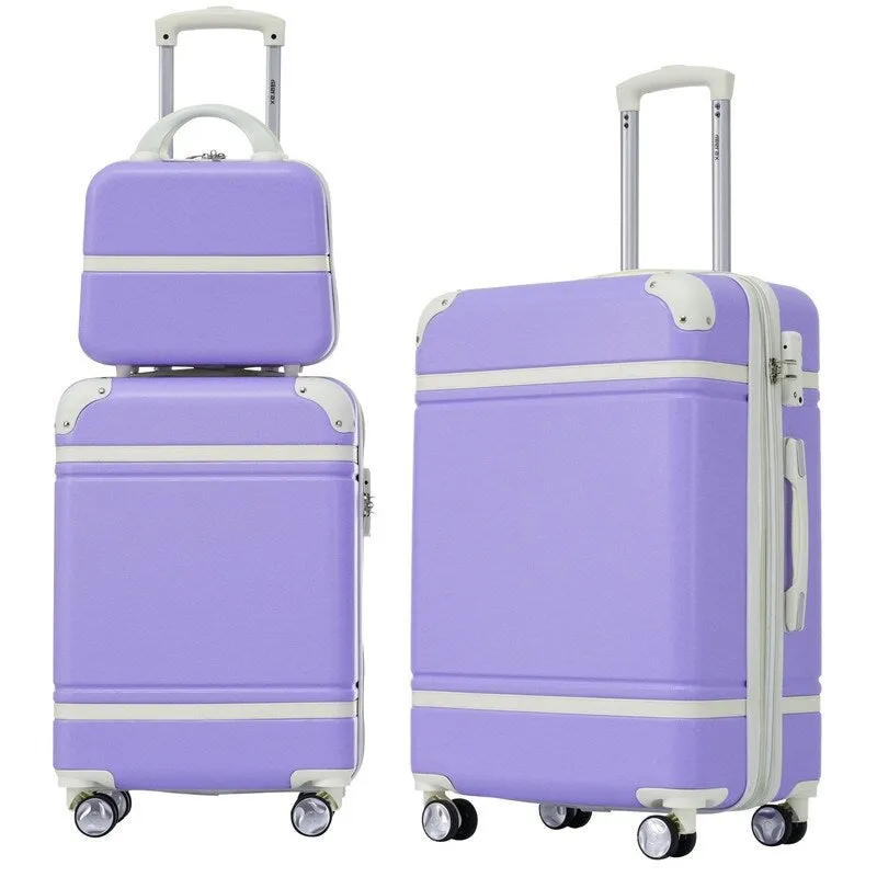 3 Pieces Lightweight Luggage and Cosmetic Case Spinner Suitcase with TSA Lock