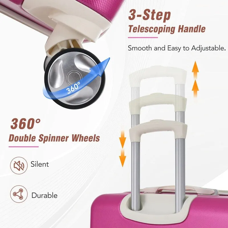 3 Pieces Lightweight Luggage and Cosmetic Case Spinner Suitcase with TSA Lock