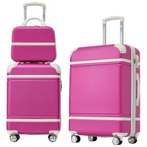 3 Pieces Lightweight Luggage and Cosmetic Case Spinner Suitcase with TSA Lock