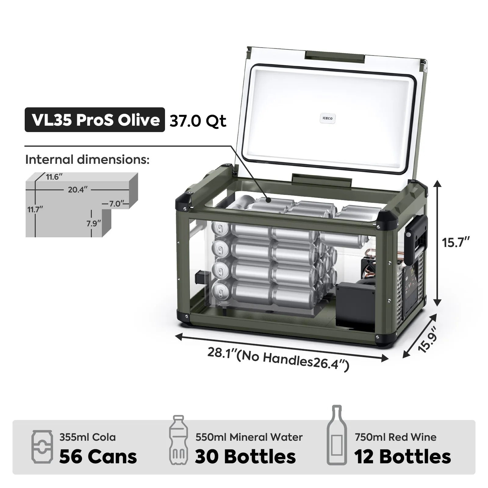 37QT VL35ProS Olive Single Zone Fridge With PB1000 Power Station | ICECO