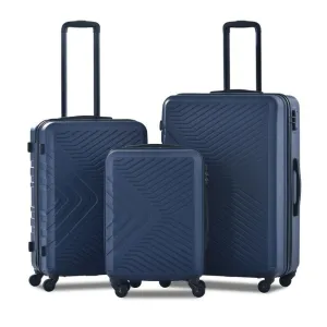 3PCS ABS Lightweight Suitcase Luggage Set with Two Hooks and TSA Lock