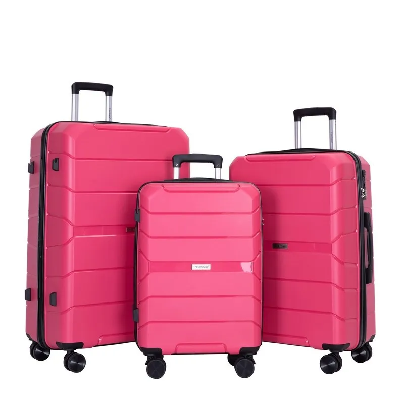 3PCS Hardshell Suitcase PP Luggage Sets with TSA Lock,20"/24"/28"