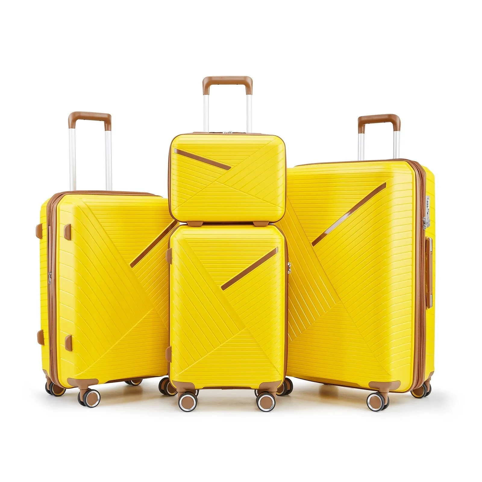 4 Piece Expandable Suitcase with 360 Degrees Spinner Wheels, Lightweight Luggage Sets with TSA Lock and Zipper