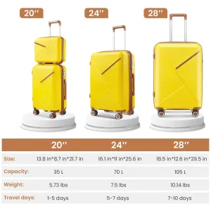 4 Piece Expandable Suitcase with 360 Degrees Spinner Wheels, Lightweight Luggage Sets with TSA Lock and Zipper