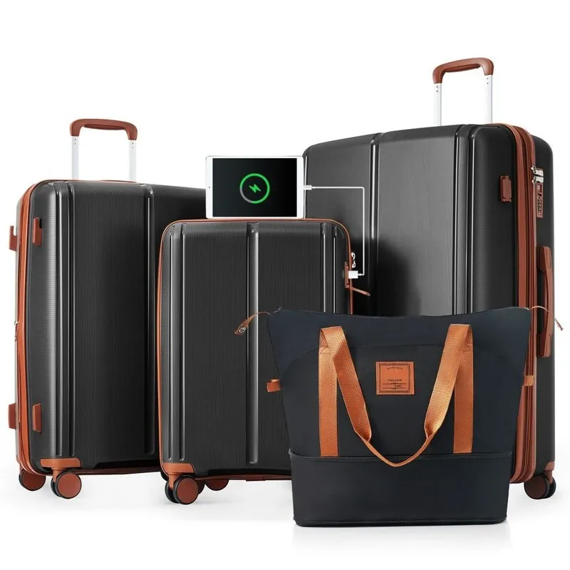 4PCS ABS Durable Suitcase Luggage Set with Travel Bag