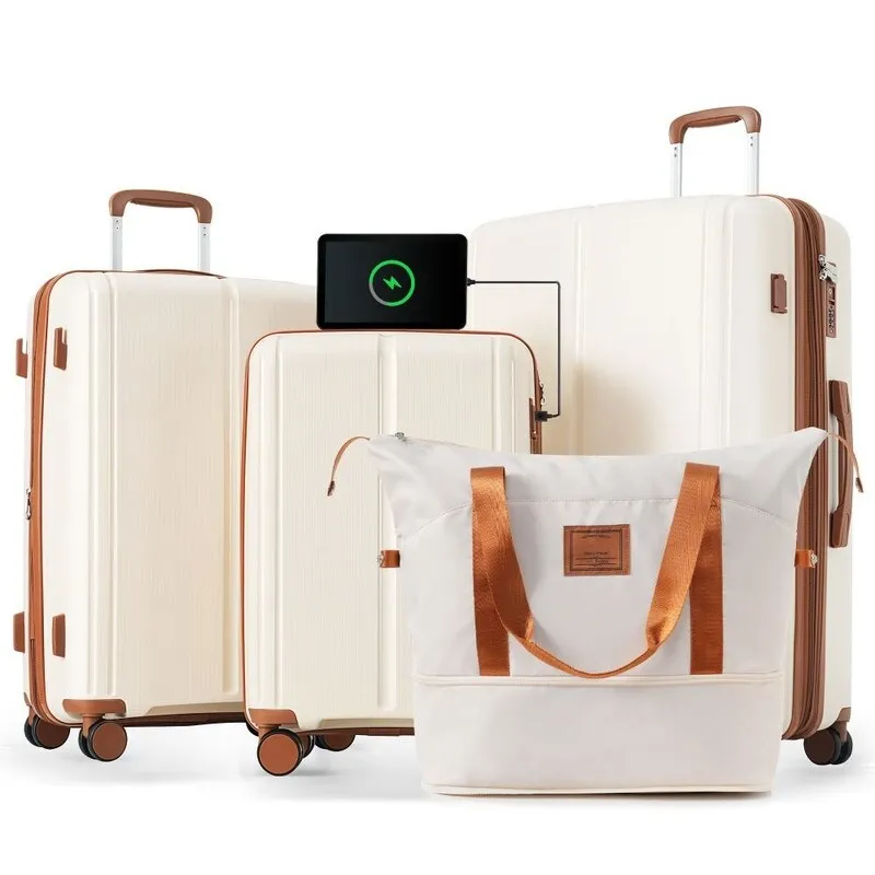 4PCS ABS Durable Suitcase Luggage Set with Travel Bag