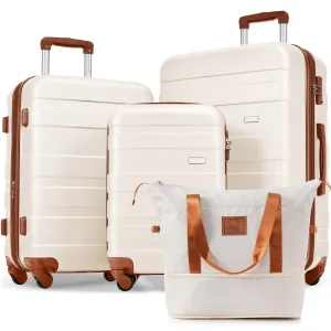 ABS Expandable Suitcase with Spinner Wheels and Travel Bag, 4 Piece Luggage Sets with TSA Lock and Pockets