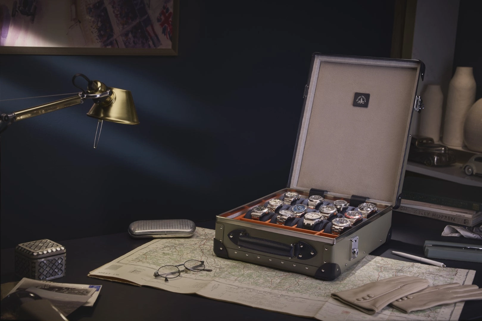 Centenary · 12-Slot Watch Case | Olive/Navy