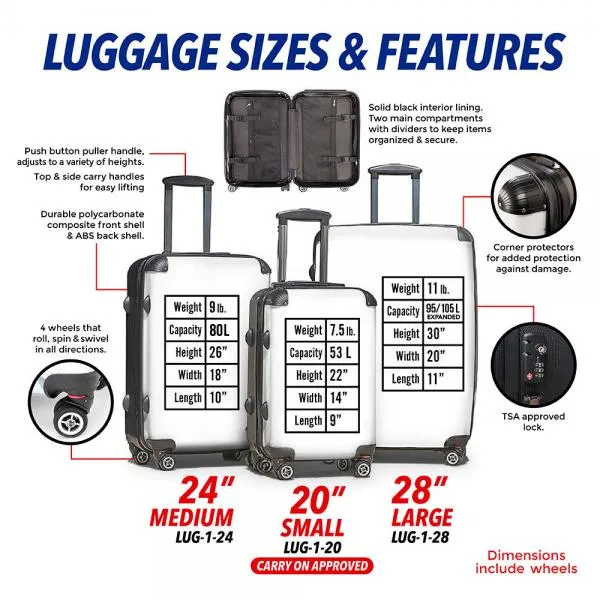 Edmonton Elks - #3 Classic Stripe Luggage