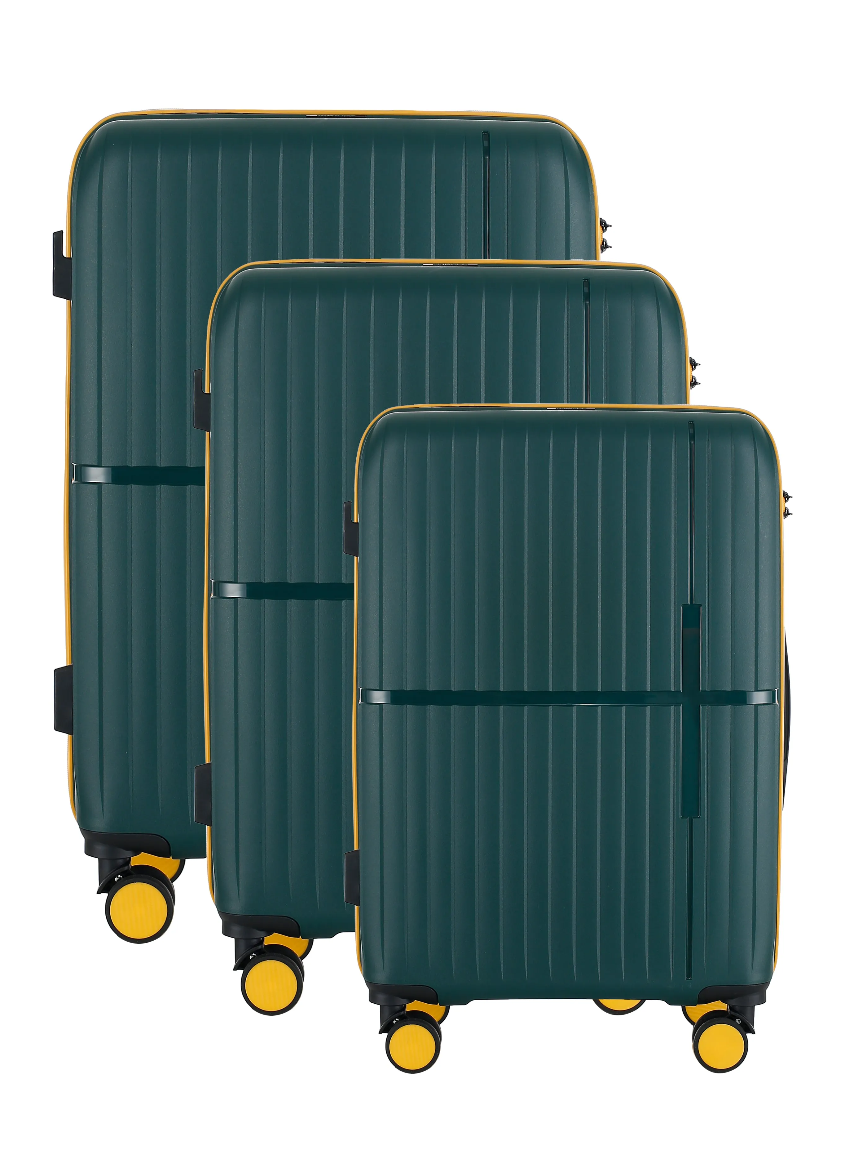 GALA 3-Piece Luggage Set – Polycarbonate Hardshell, Lightweight, 360° Dual Spinning Wheels, Combo Lock - 20", 24", 28" - Army Green