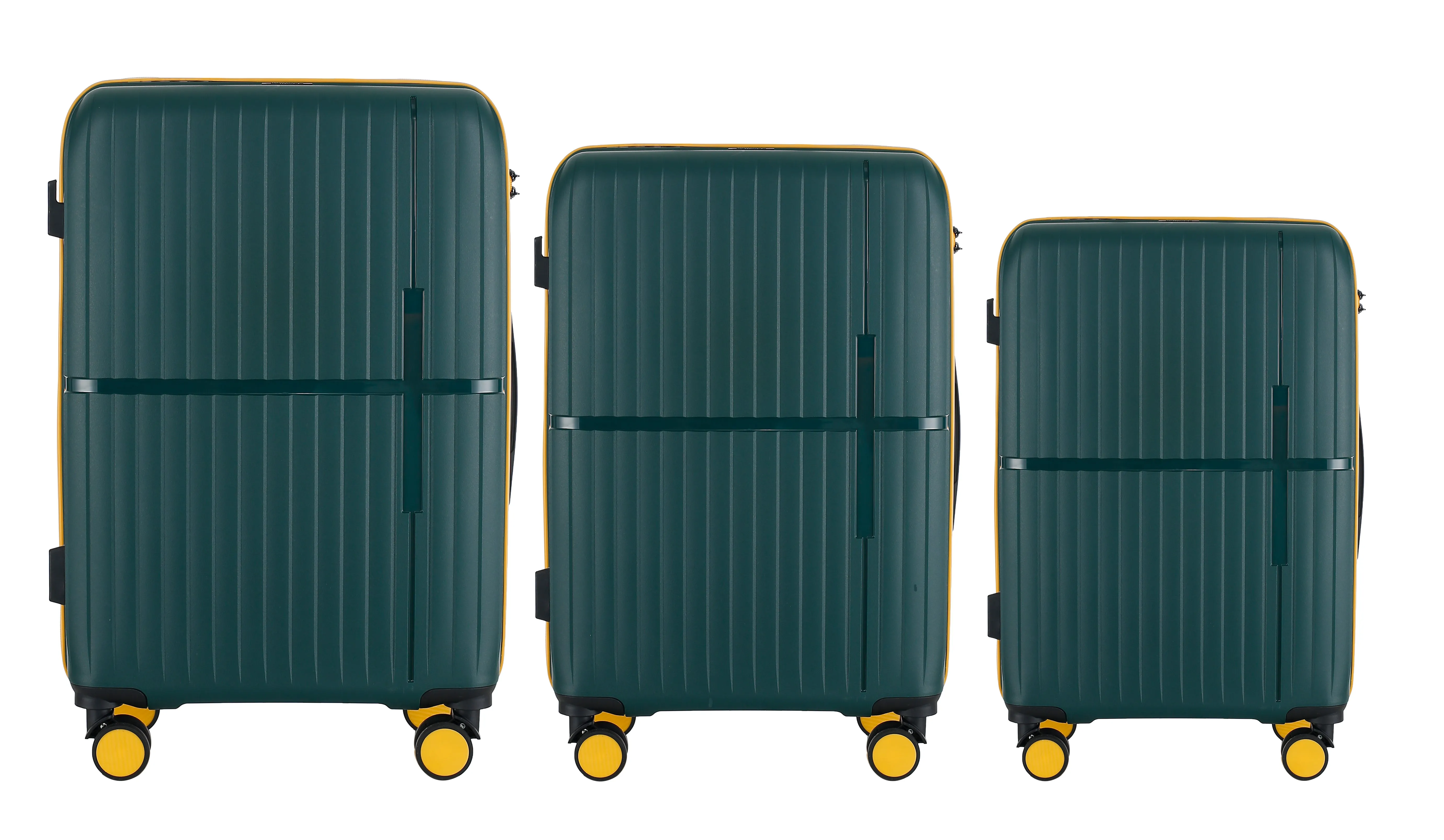 GALA 3-Piece Luggage Set – Polycarbonate Hardshell, Lightweight, 360° Dual Spinning Wheels, Combo Lock - 20", 24", 28" - Army Green