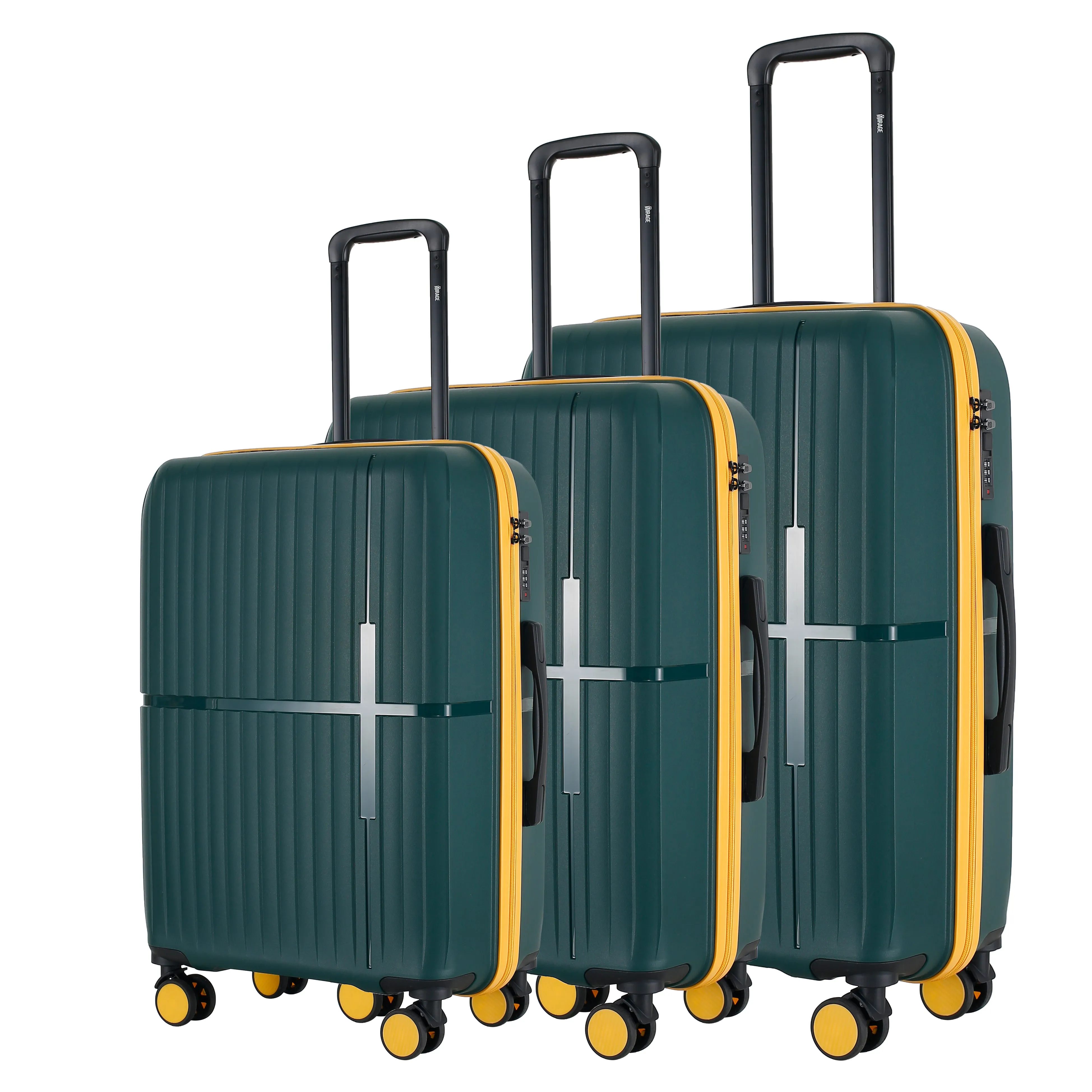 GALA 3-Piece Luggage Set – Polycarbonate Hardshell, Lightweight, 360° Dual Spinning Wheels, Combo Lock - 20", 24", 28" - Army Green