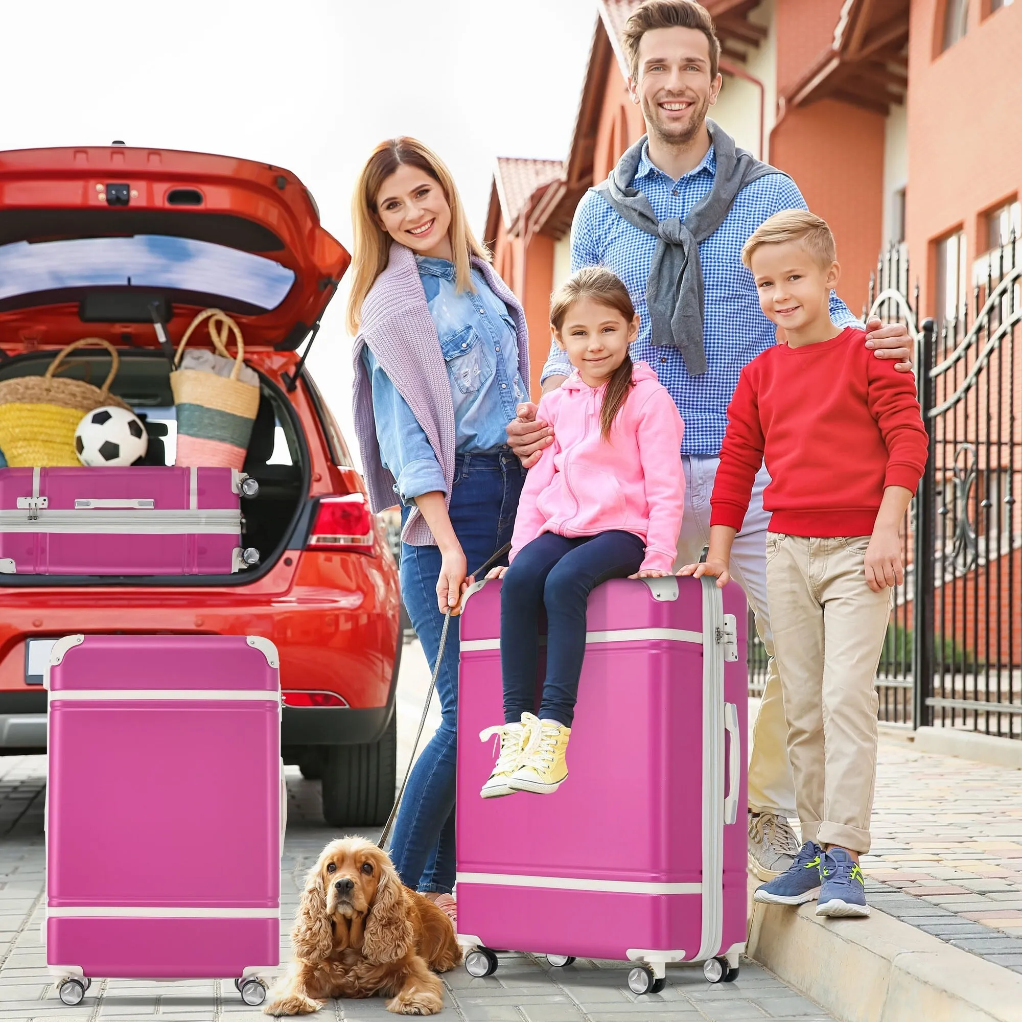 Hardshell 4 Pieces Luggage Sets with Cosmetic and TSA Lock, Lightweight Expandable Suitcase (20"/24"/28")
