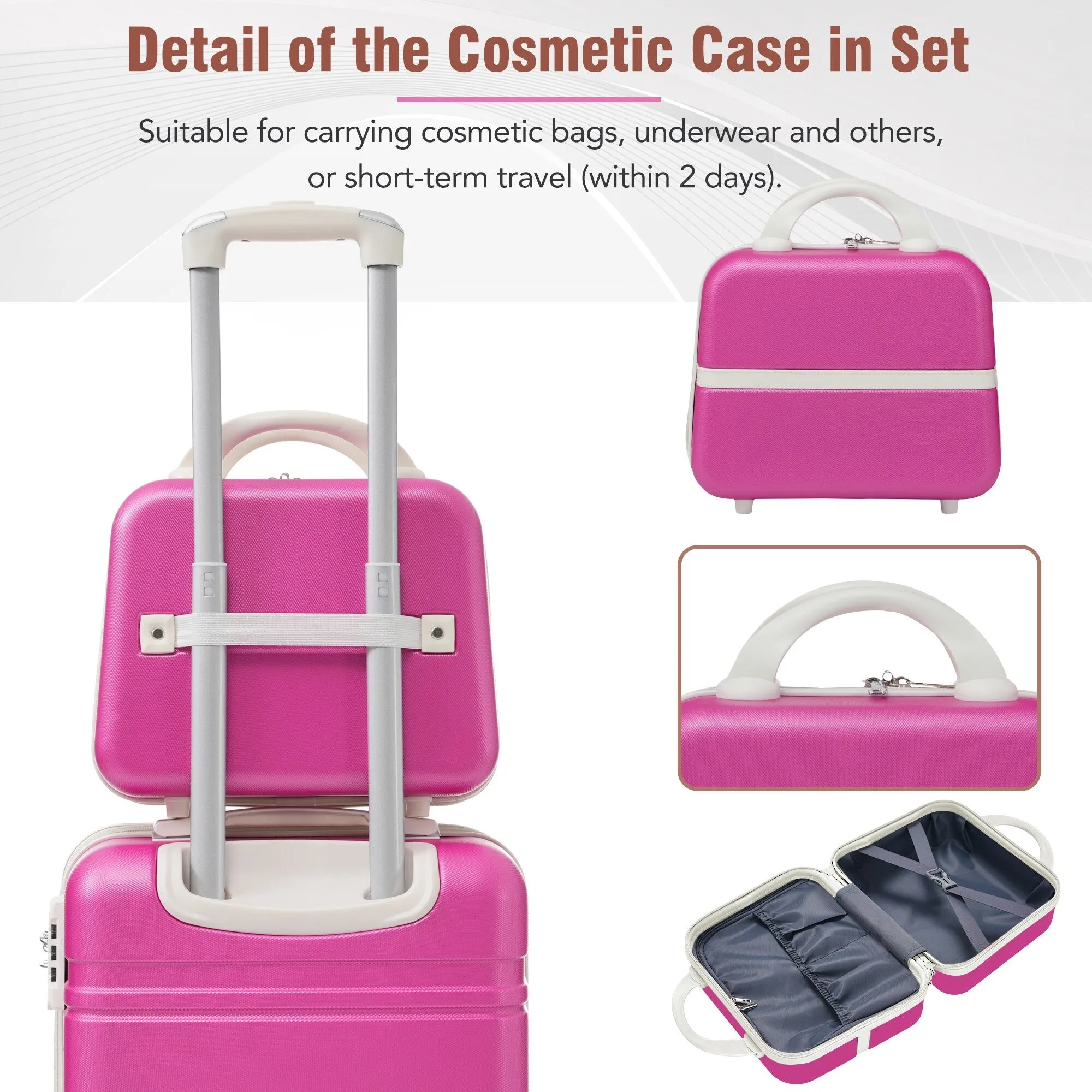 Hardshell 4 Pieces Luggage Sets with Cosmetic and TSA Lock, Lightweight Expandable Suitcase (20"/24"/28")