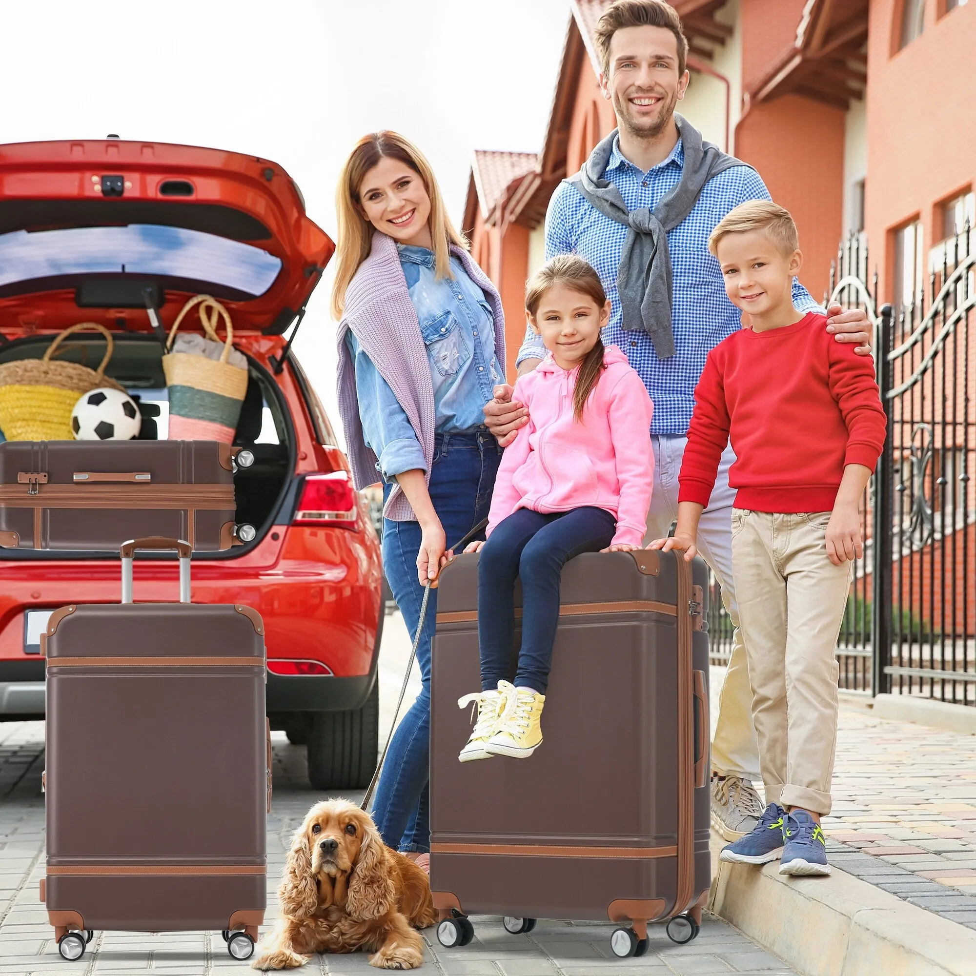 Hardshell 4 Pieces Luggage Sets with Cosmetic and TSA Lock, Lightweight Expandable Suitcase (20"/24"/28")