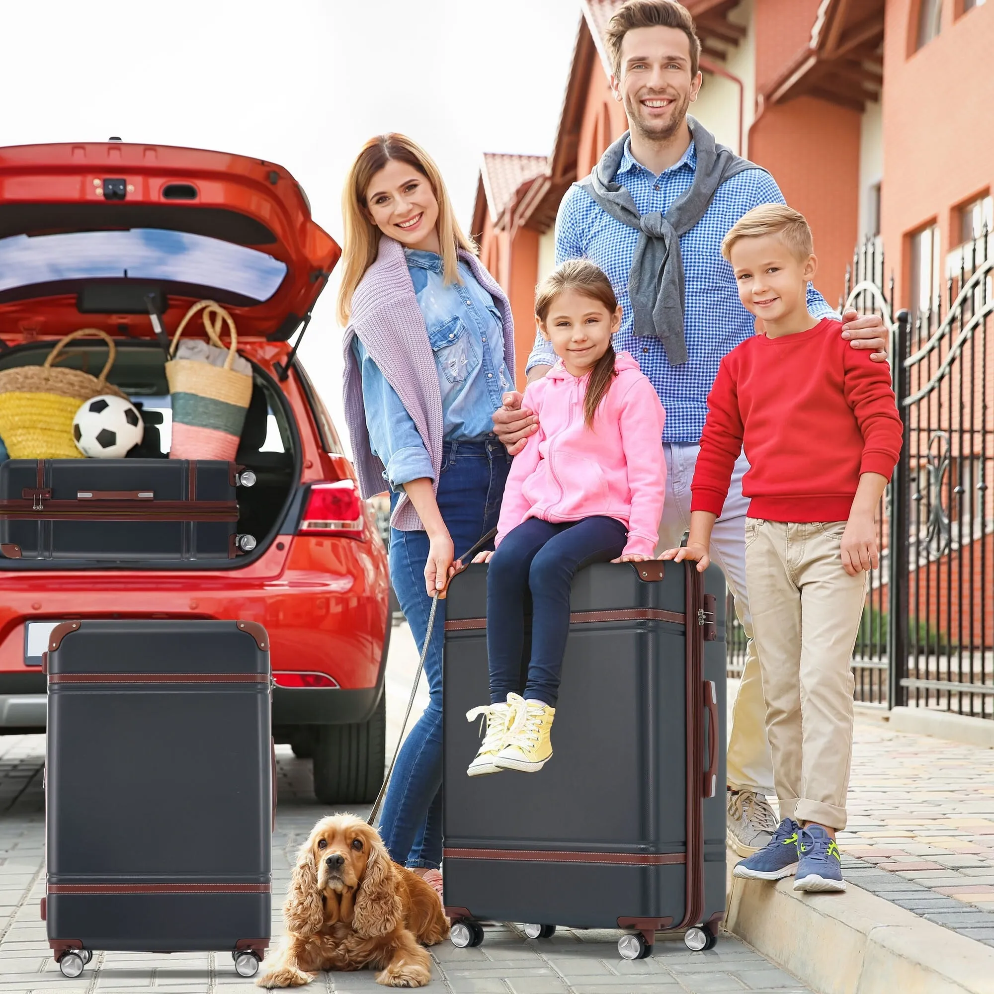Hardshell 4 Pieces Luggage Sets with Cosmetic and TSA Lock, Lightweight Expandable Suitcase (20"/24"/28")