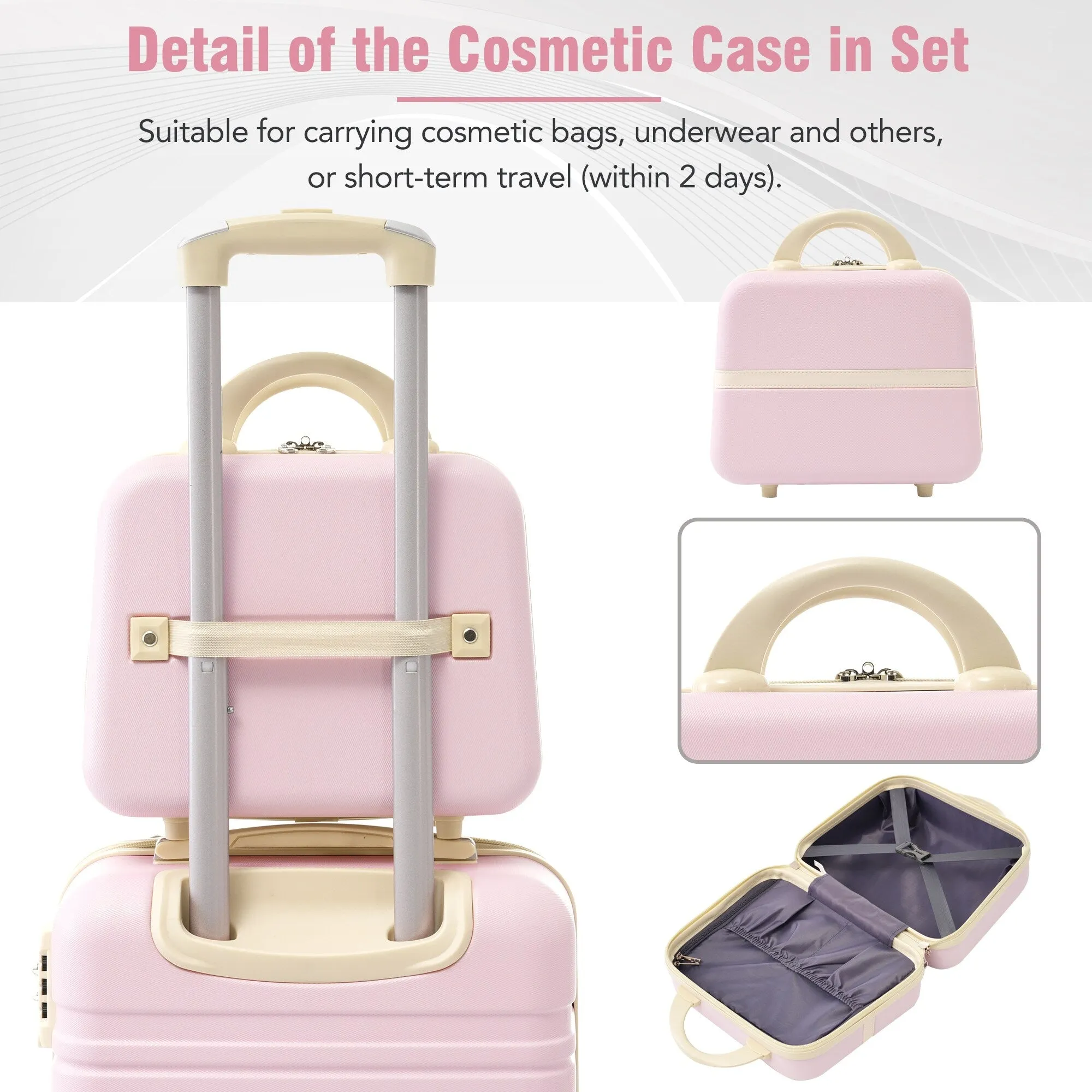 Hardshell 4 Pieces Luggage Sets with Cosmetic and TSA Lock, Lightweight Expandable Suitcase (20"/24"/28")