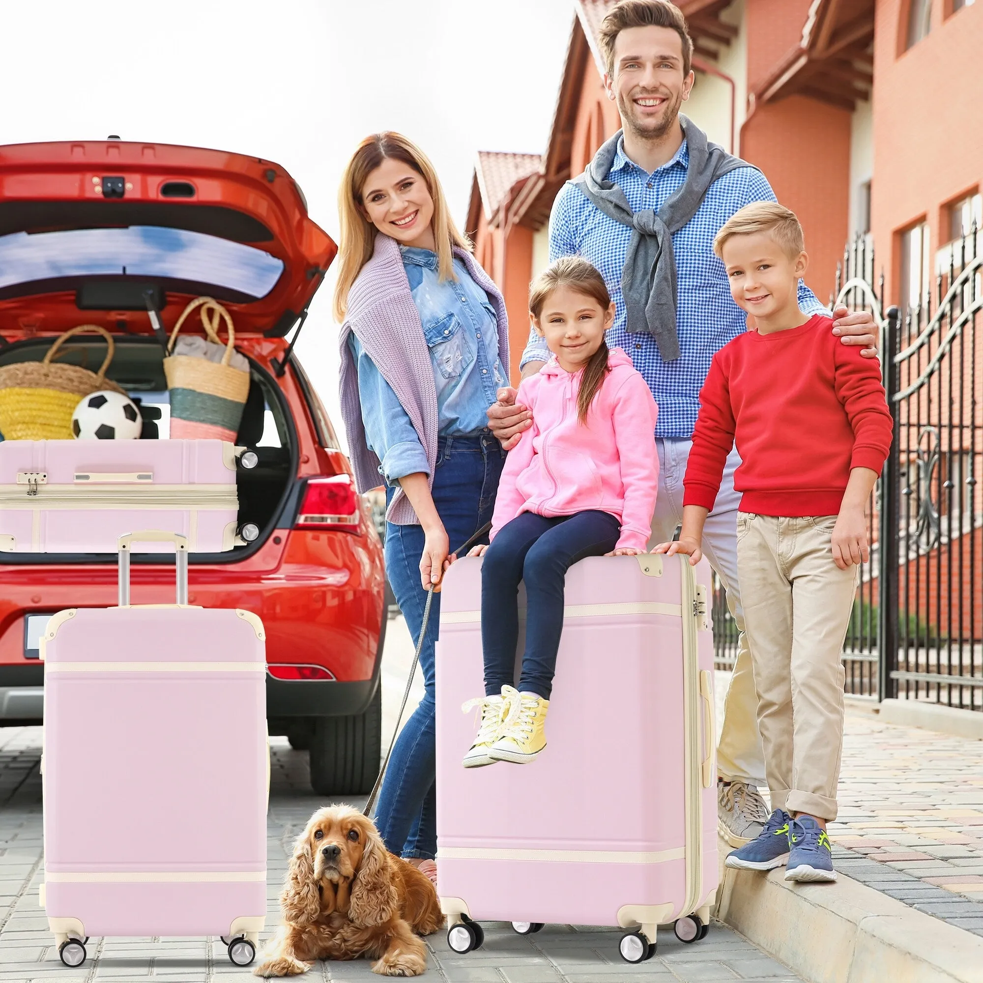 Hardshell 4 Pieces Luggage Sets with Cosmetic and TSA Lock, Lightweight Expandable Suitcase (20"/24"/28")