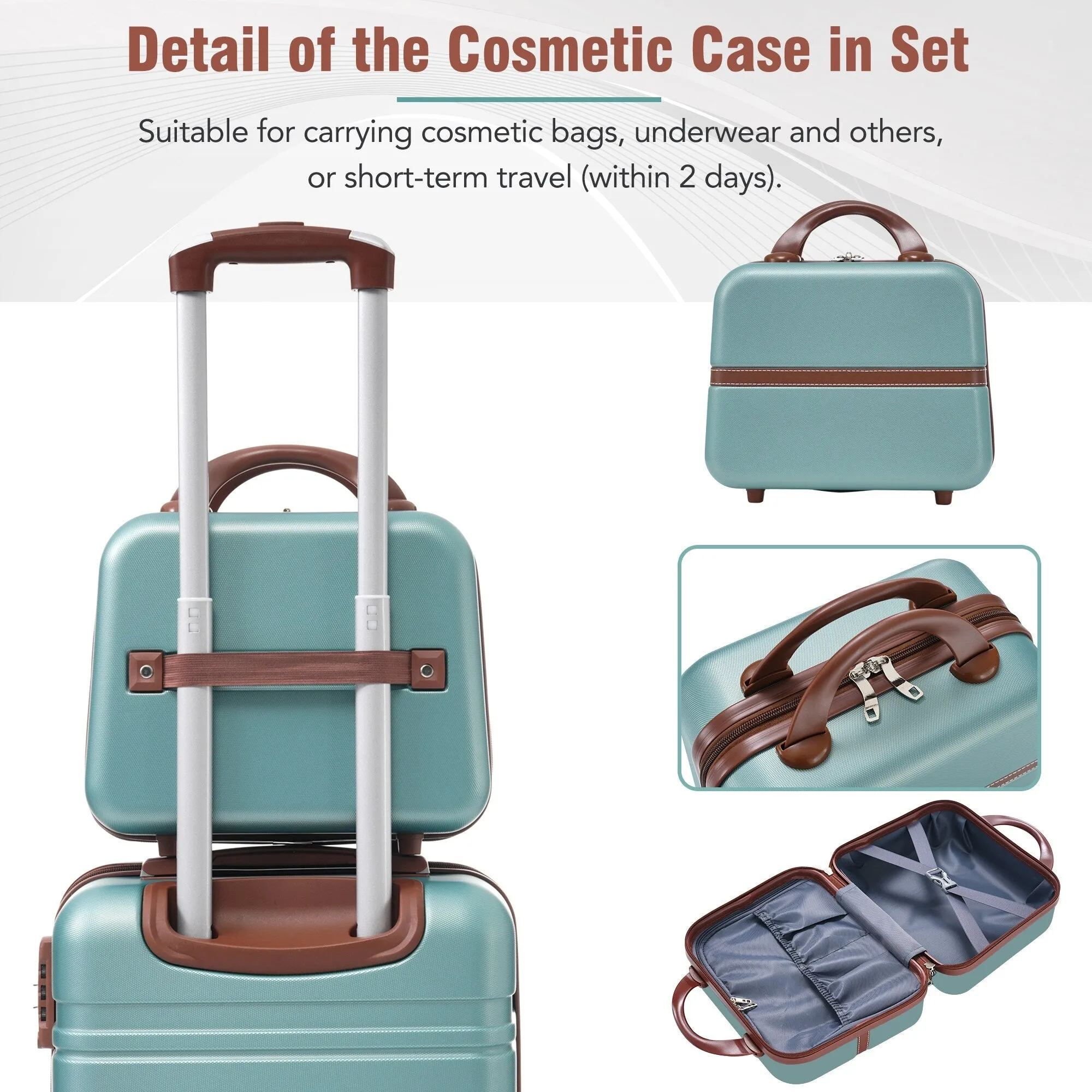 Hardshell 4 Pieces Luggage Sets with Cosmetic and TSA Lock, Lightweight Expandable Suitcase (20"/24"/28")