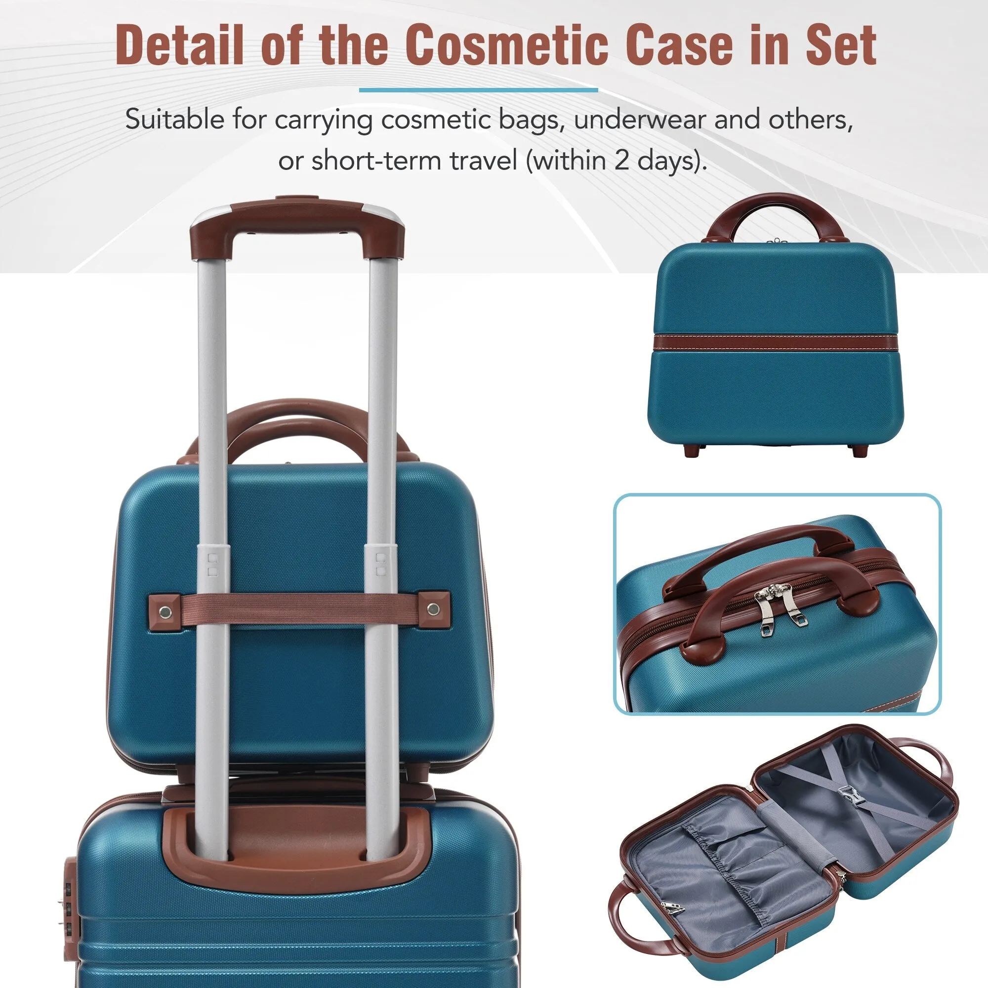 Hardshell 4 Pieces Luggage Sets with Cosmetic and TSA Lock, Lightweight Expandable Suitcase (20"/24"/28")