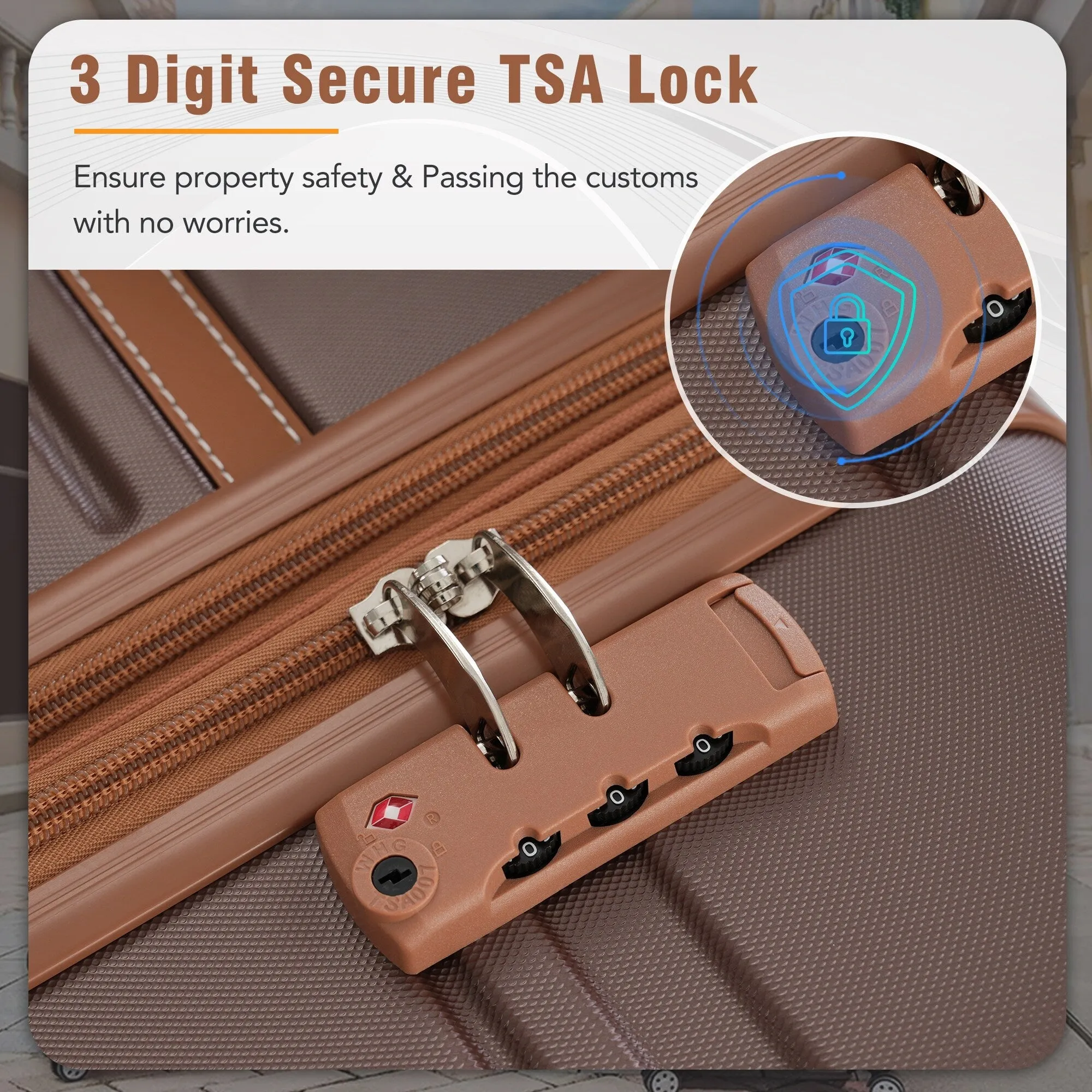 Hardshell 4 Pieces Luggage Sets with Cosmetic and TSA Lock, Lightweight Expandable Suitcase (20"/24"/28")