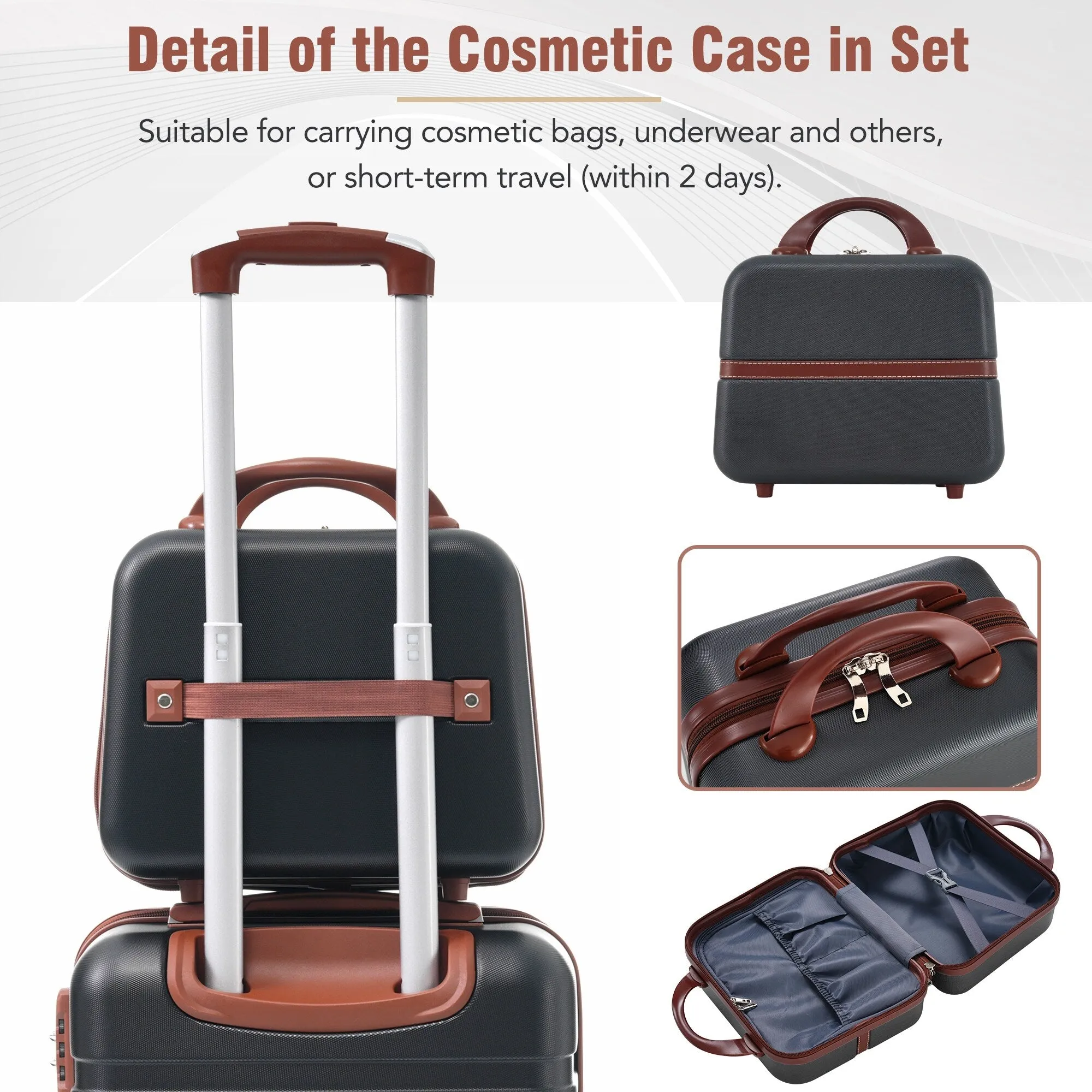 Hardshell 4 Pieces Luggage Sets with Cosmetic and TSA Lock, Lightweight Expandable Suitcase (20"/24"/28")