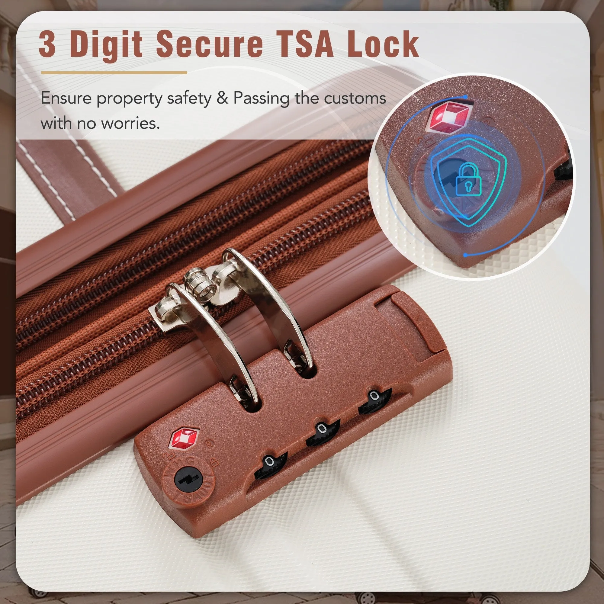Hardshell 4 Pieces Luggage Sets with Cosmetic and TSA Lock, Lightweight Expandable Suitcase (20"/24"/28")