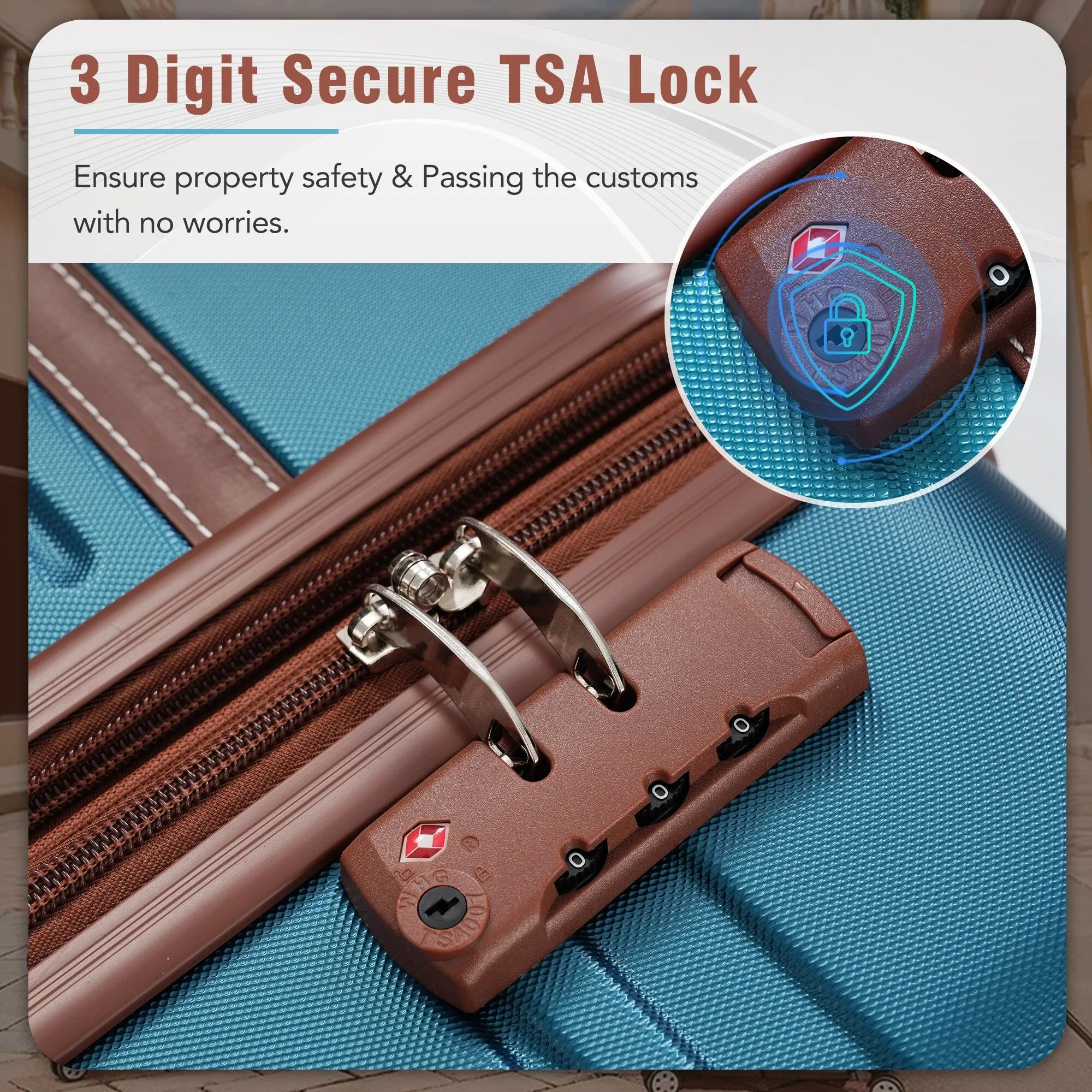 Hardshell 4 Pieces Luggage Sets with Cosmetic and TSA Lock, Lightweight Expandable Suitcase (20"/24"/28")
