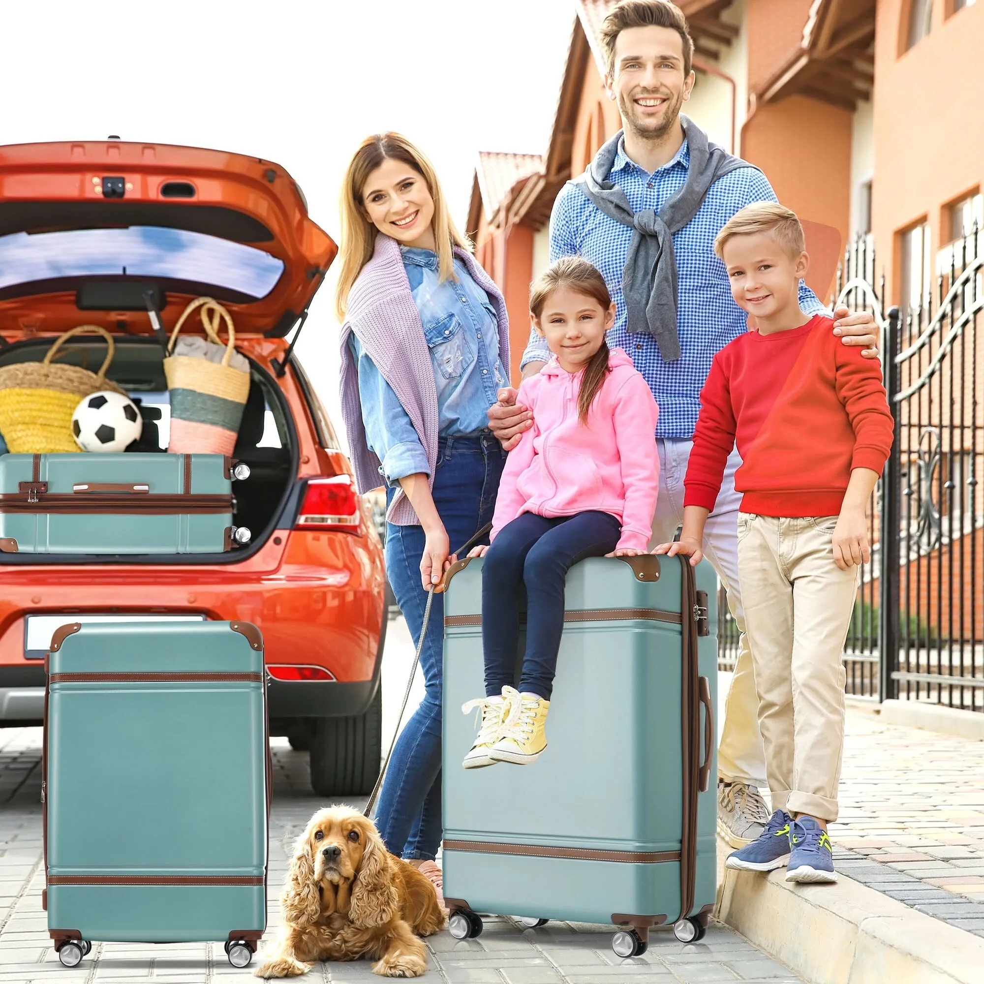 Hardshell 4 Pieces Luggage Sets with Cosmetic and TSA Lock, Lightweight Expandable Suitcase (20"/24"/28")