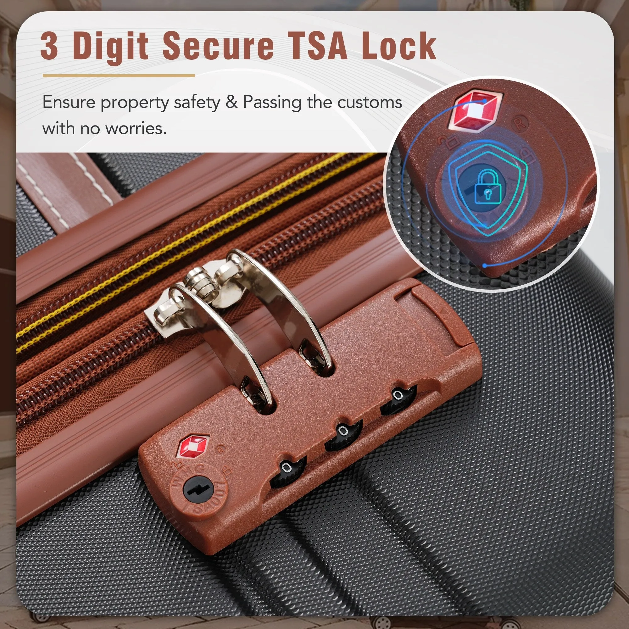 Hardshell 4 Pieces Luggage Sets with Cosmetic and TSA Lock, Lightweight Expandable Suitcase (20"/24"/28")