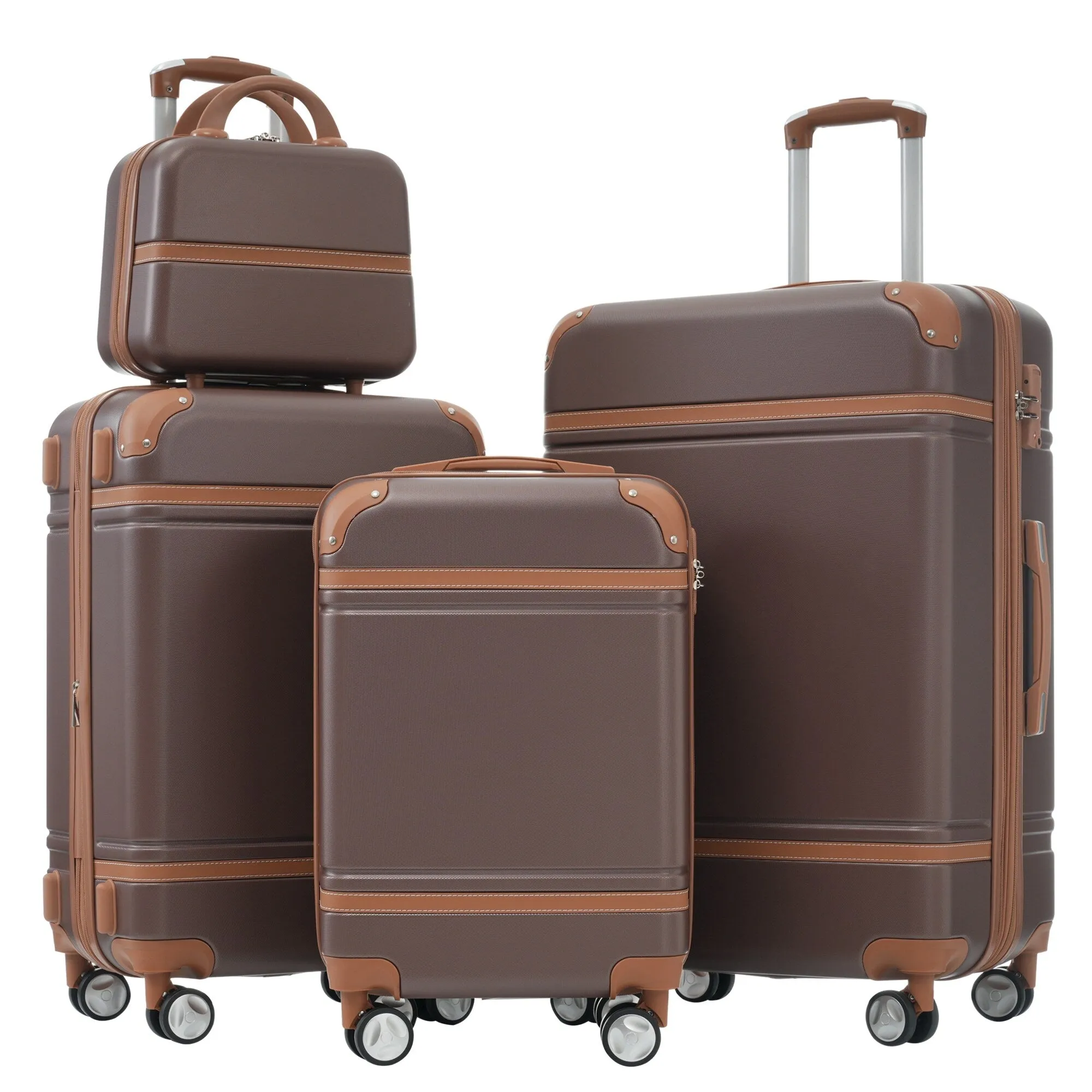 Hardshell 4 Pieces Luggage Sets with Cosmetic and TSA Lock, Lightweight Expandable Suitcase (20"/24"/28")